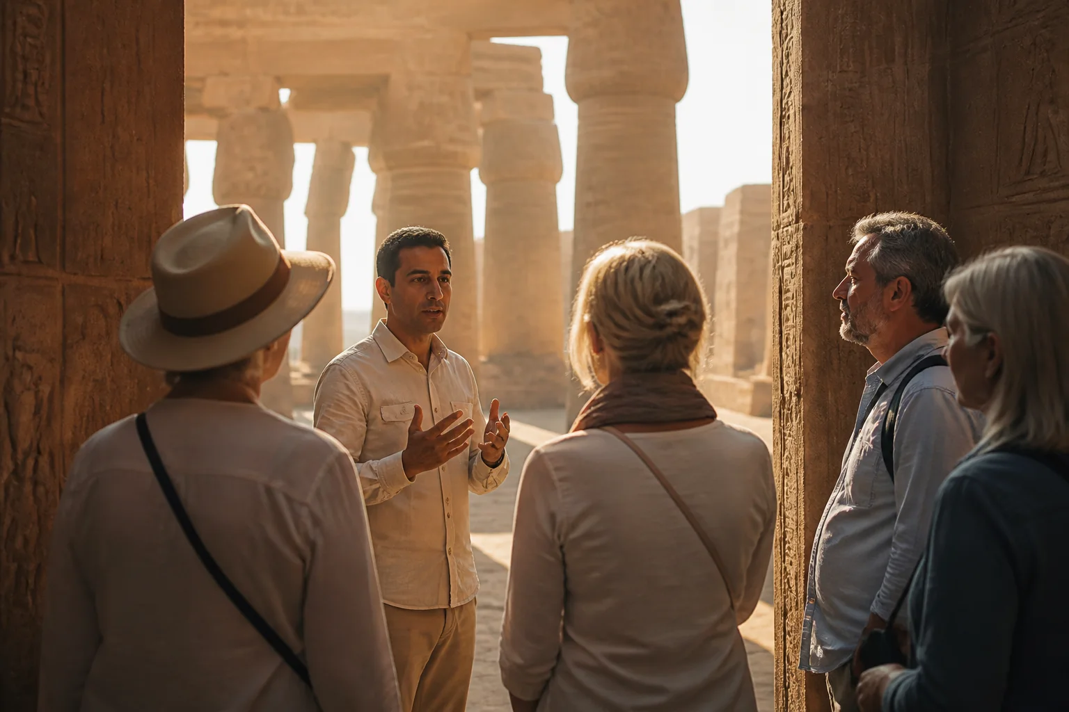 Licensed Egyptologist guide leading B2B tour group